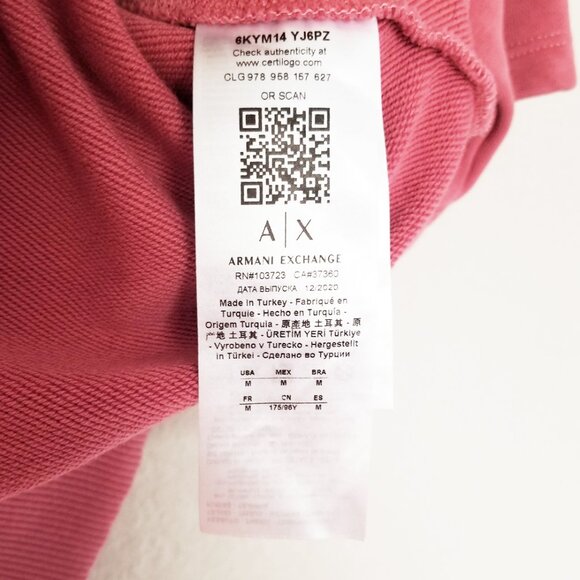 Armani Exchange Short Sleeve Crewneck Sweatshirt M Snap Button Side Pink Lounge - Picture 7 of 13